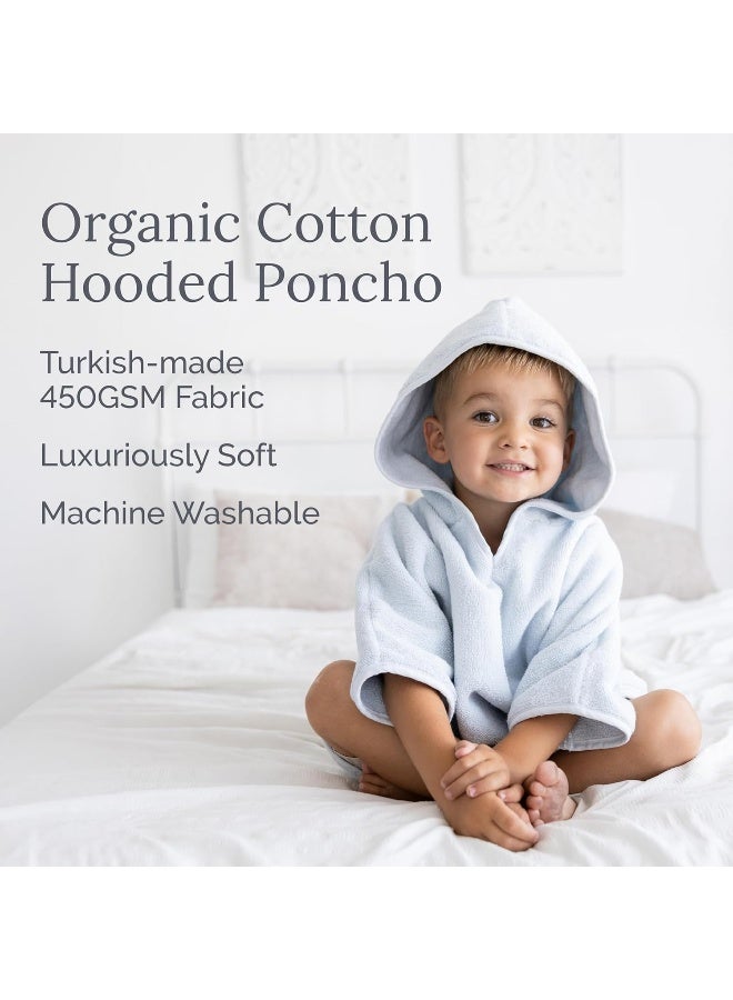 Natemia Towel Poncho Kids (Blue) - 100% Organic Turkish Cotton - Machine Washable Poncho Towel for Girls, Boys- Soft on Sensitive Skin - Toddler Hooded Beach Towels - Perfect Baby Registry Gift (2-3T) - Image 5