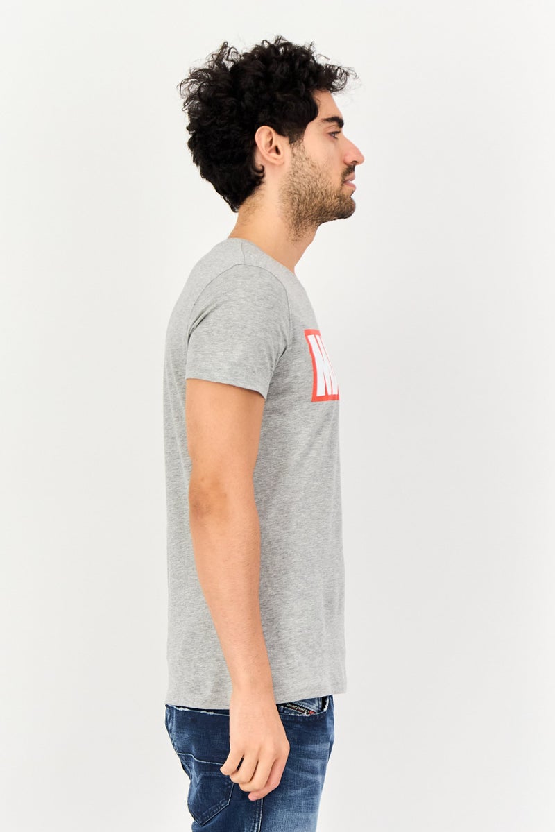 Difuzed x Marvel Men Crew Neck Short Sleeve Brand Logo T-Shirt, Grey - Image 4