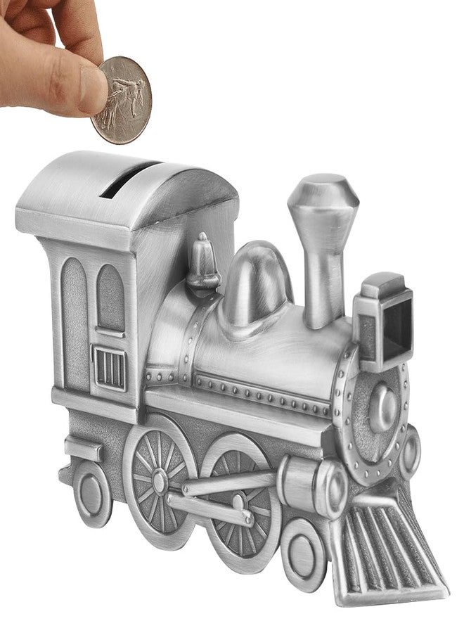 BORDSTRACT Money Saving Bank, Zinc Alloy Cute Retro Style Vintage Train Model Coin Challenge Target Reusable Piggy Box for Home Table Decoration - Image 1