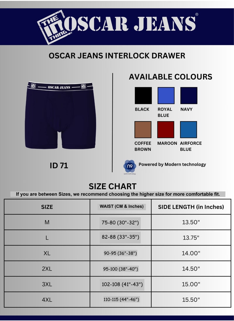 OSCAR JEANS Double-Knit 100% Cotton Mens Boxer Briefs Underwear Organic Ultrasoft Breathable Antibacterial 3 Pack  - Image 4