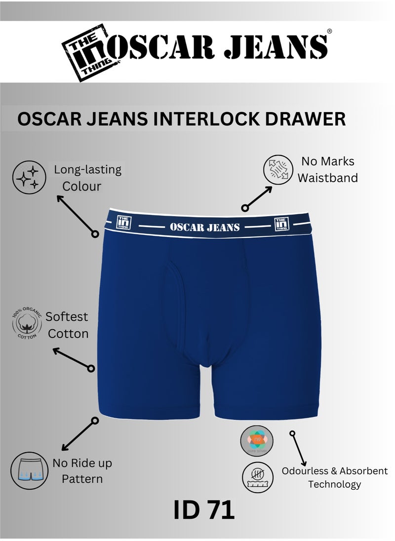 OSCAR JEANS Double-Knit 100% Cotton Mens Boxer Briefs Underwear Organic Ultrasoft Breathable Antibacterial 3 Pack  - Image 3