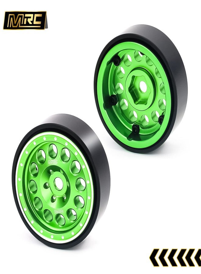 MRC 1.0 Beadlock Wheels RC Metal Bead Lock Wheel Rims Upgrades Aluminum Accessories for 1/24 1/18 SCX24 Deadbolt RC Car C10 Jeep Betty (Green) - Image 2