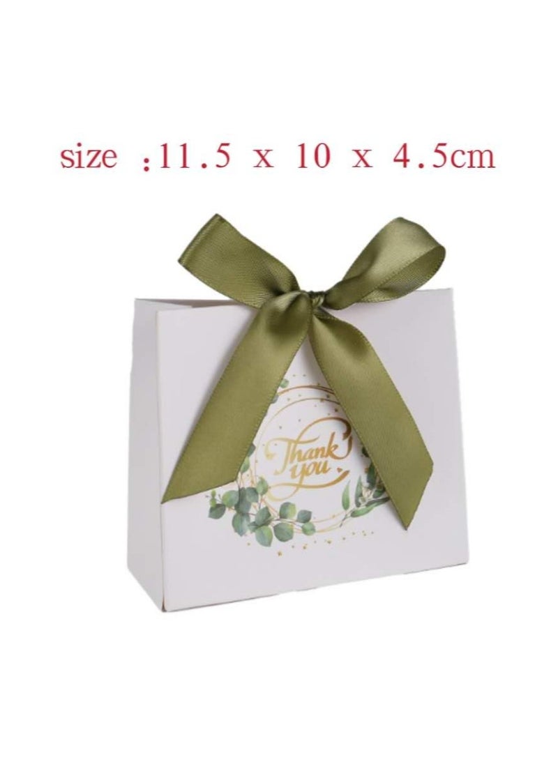 OASIS-TH 10 Pack Small Thank You Gift Bags Mini Thank You Favor Bags Bulk Small Paper Bags with Bow Ribbon Thank You Gift Wrap Bags for Birthday Baby Shower Wedding Party, Green  - Image 3