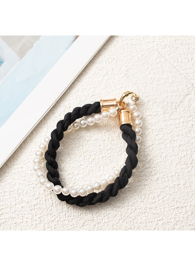 NIBEMINENT Beaded Phone Lanyard, Anti Lost Removable Wrist Strap, Cartoon Bracelet Pendant, Phone Keychain Lanyard,43/Black