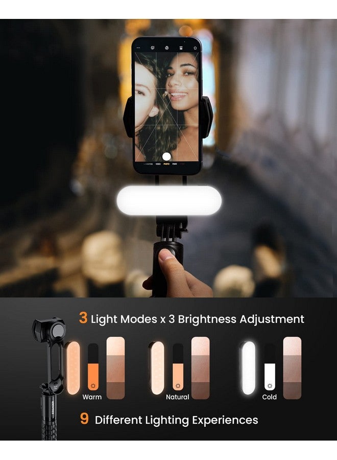 ESSAGER ESSAGER Gimbal Stabilizer with Detachable Fill Light for iPhone Android Smart Phone, Extendable Portable 1-Axis Selfie Stick Tripod with Wireless Remote with 360°Automatic Rotation  - Image 5