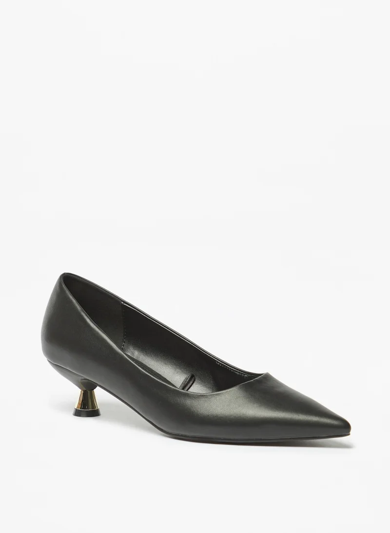 Flora Bella By Shoexpress Womens Solid Slip On Pointed Toe Pumps With Kitten Heels By Shoexpress