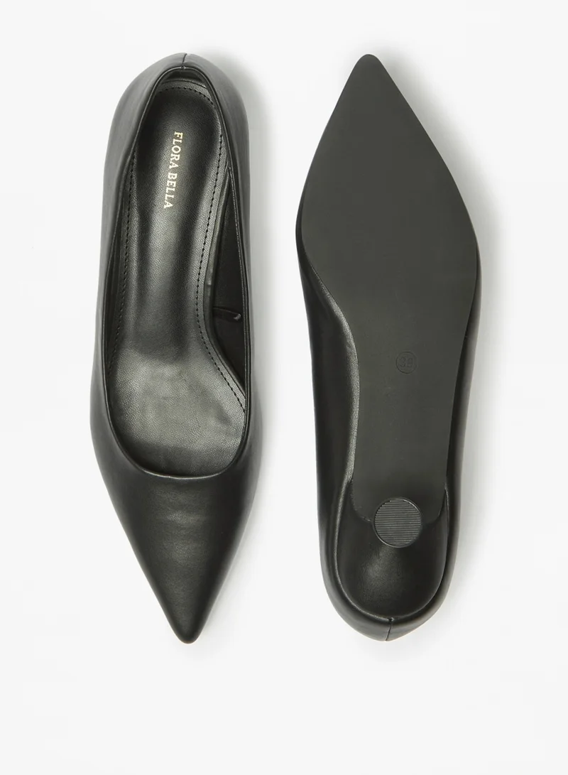 Flora Bella By Shoexpress Womens Solid Slip On Pointed Toe Pumps With Kitten Heels By Shoexpress
