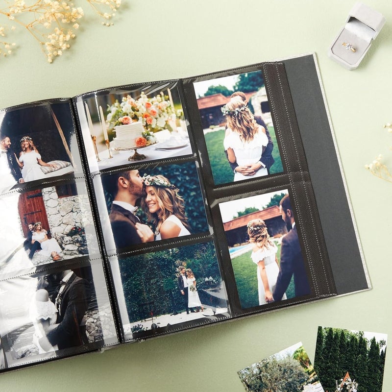 Pipilo Press Photo Album - 4x6, 1000 Pockets, Gray Linen Cover & Black Interior - Scrapbook & Photo Storage for Vertical & Horizontal Prints - Image 2