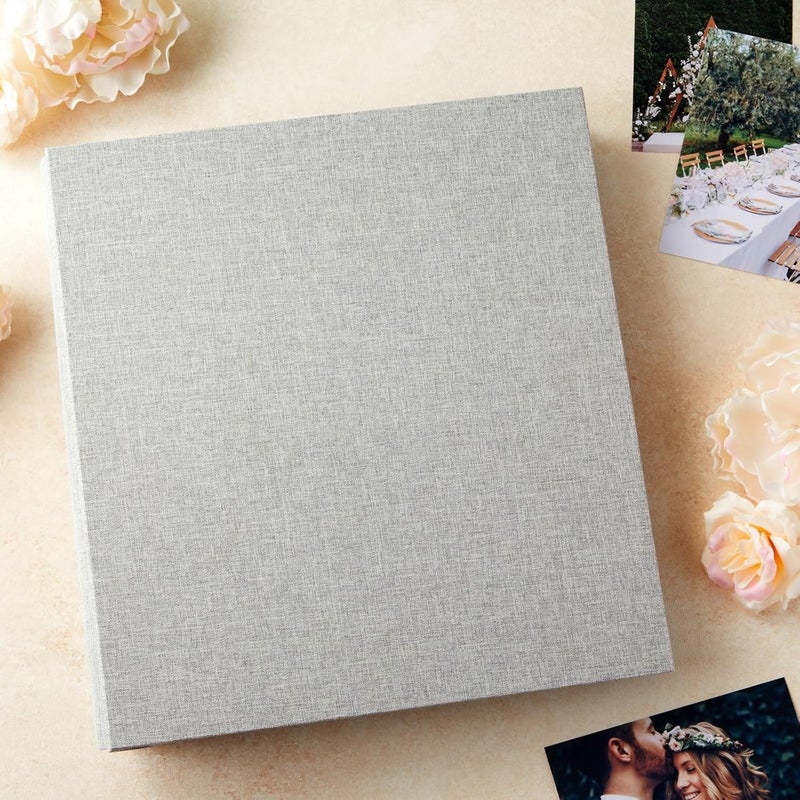 Pipilo Press Photo Album - 4x6, 1000 Pockets, Gray Linen Cover & Black Interior - Scrapbook & Photo Storage for Vertical & Horizontal Prints - Image 3