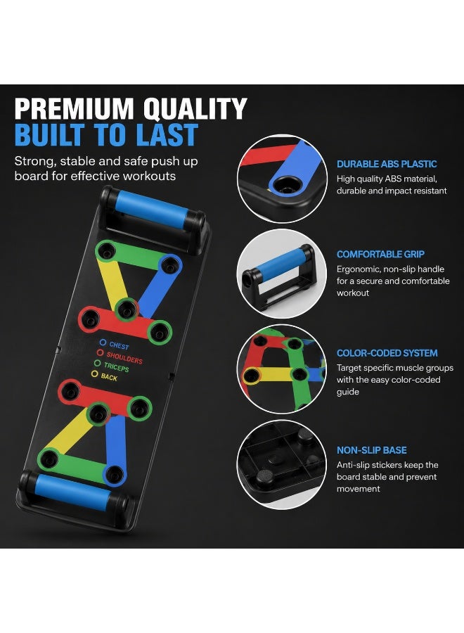 PrivateCard Foldable Multi-Function Push Up Board with Handles, Color-Coded 4-in-1 Training System for Home Gym - Image 2