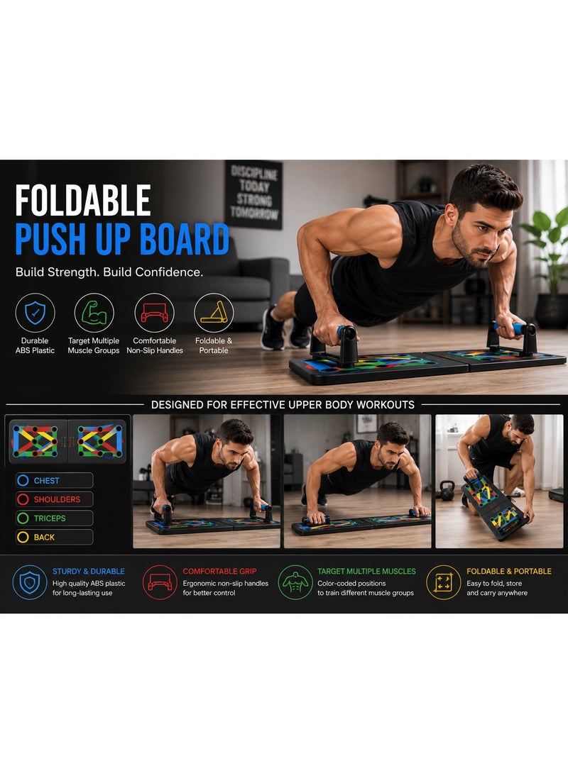 PrivateCard Foldable Multi-Function Push Up Board with Handles, Color-Coded 4-in-1 Training System for Home Gym - Image 5