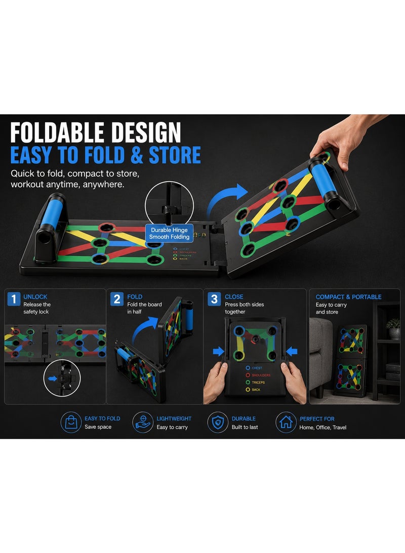 PrivateCard Foldable Multi-Function Push Up Board with Handles, Color-Coded 4-in-1 Training System for Home Gym - Image 3