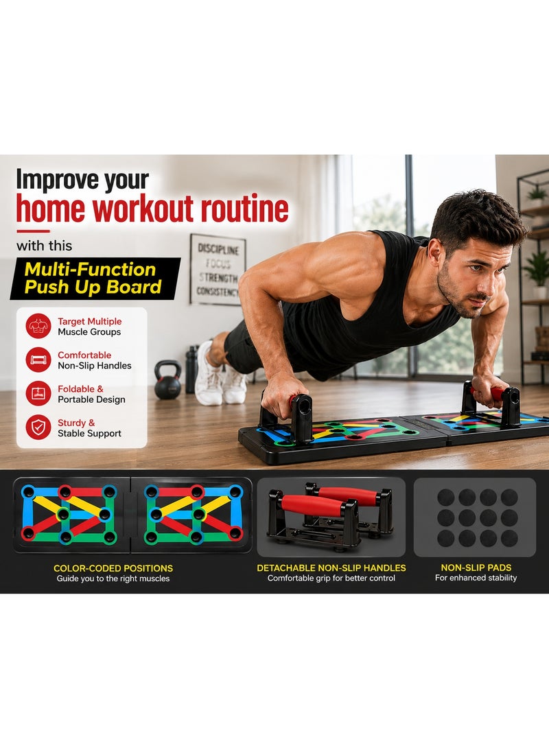 PrivateCard Foldable Multi-Function Push Up Board with Handles, Color-Coded 4-in-1 Training System for Home Gym - Image 4