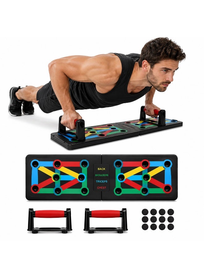 PrivateCard Foldable Multi-Function Push Up Board with Handles, Color-Coded 4-in-1 Training System for Home Gym - Image 1