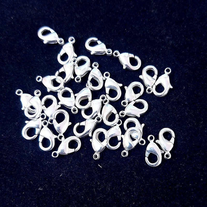 SIJCM Premium 12mm Lobster Clasp in Silver Ideal for Jewelry Making Findings and Fasteners Pack of 100 Pieces for Hobby Crafts and Jewelry Design - Image 3