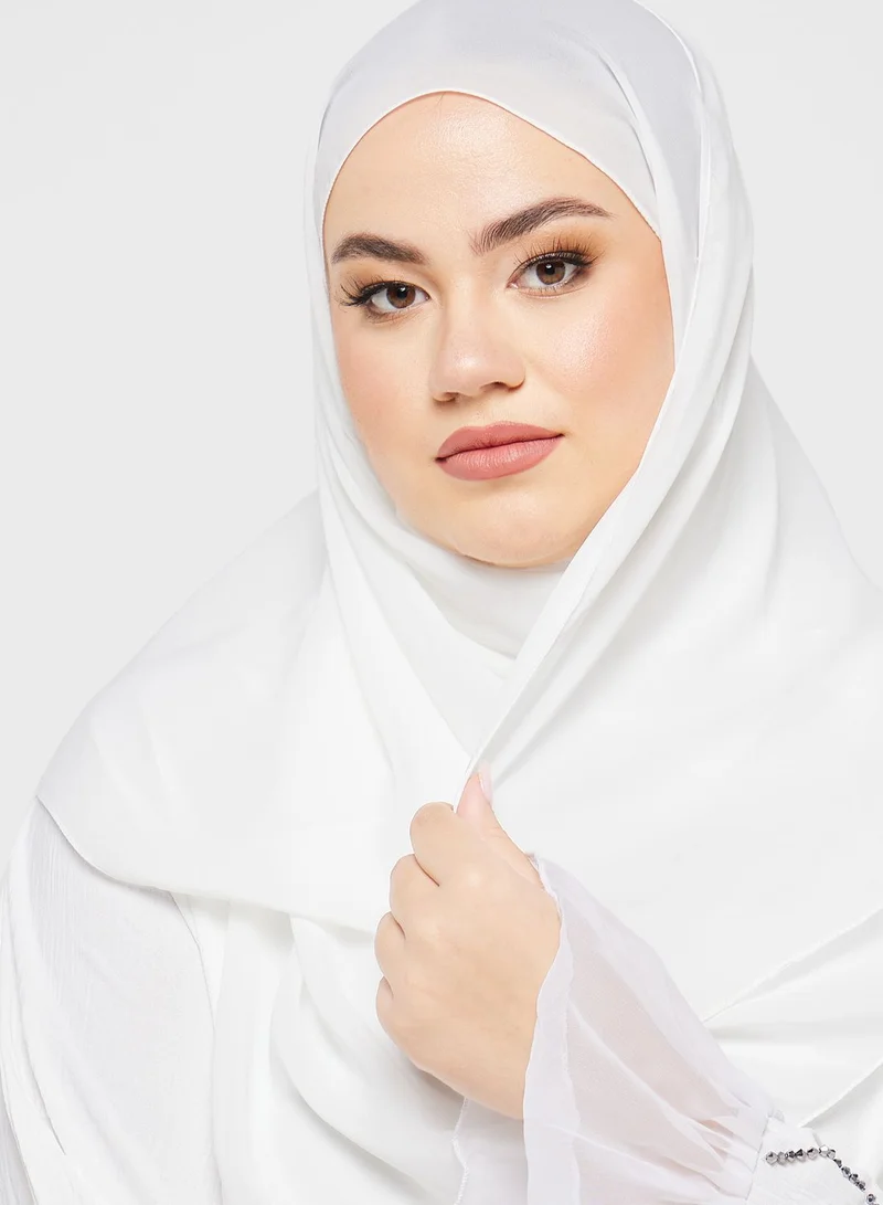 Hayas Closet Curve Ruffle Sleeve Embellished Abaya