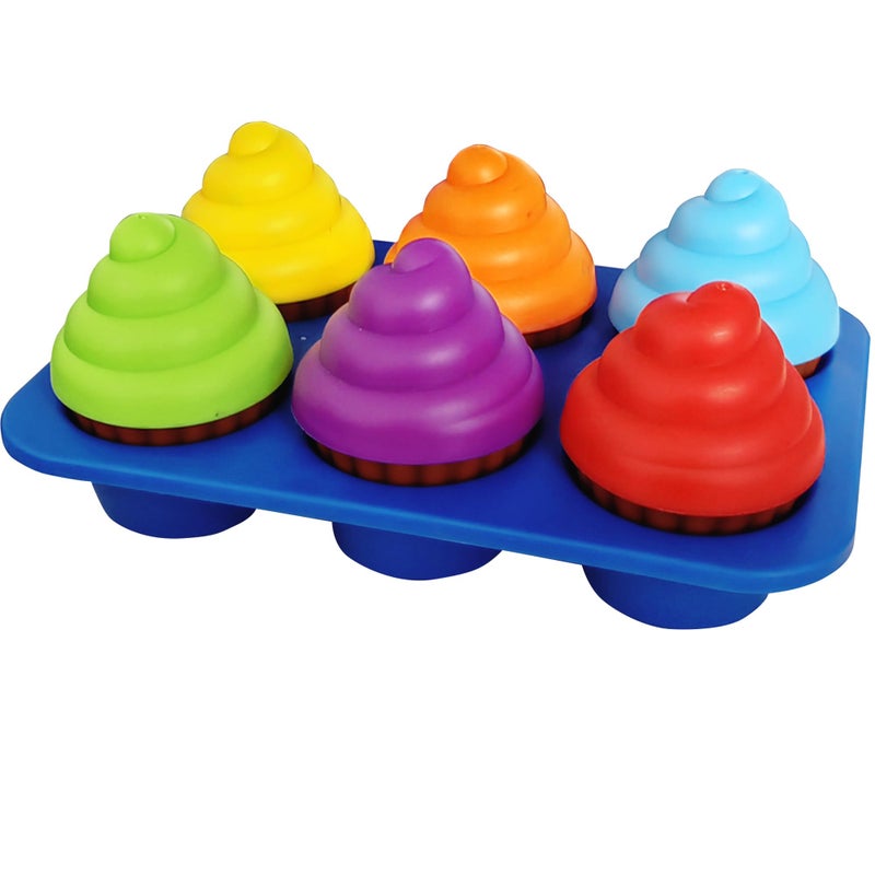 RAINBOW TOYFROG Cupcake Toy Toddler Toy Learning Colors and Shape-Shape Sorting Toys for Toddlers-Geometry Manipulatives Toddler Sensory Toys for kids 1-3 - child Montessori Toys for 18 month old girls boys - Image 2