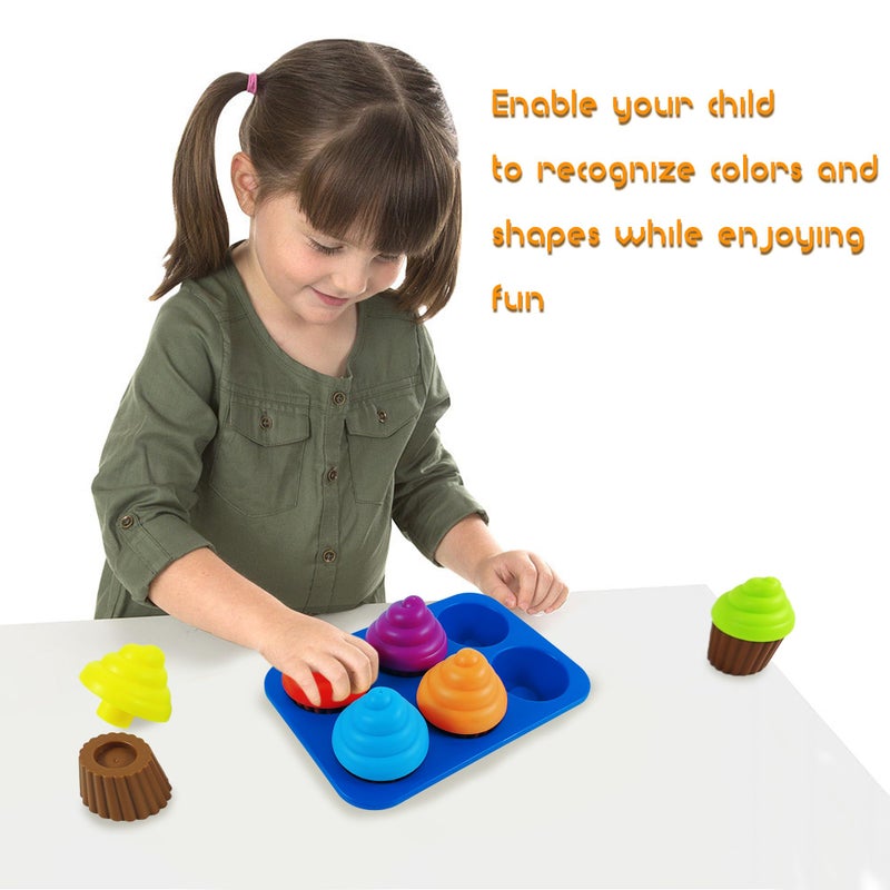 RAINBOW TOYFROG Cupcake Toy Toddler Toy Learning Colors and Shape-Shape Sorting Toys for Toddlers-Geometry Manipulatives Toddler Sensory Toys for kids 1-3 - child Montessori Toys for 18 month old girls boys - Image 3