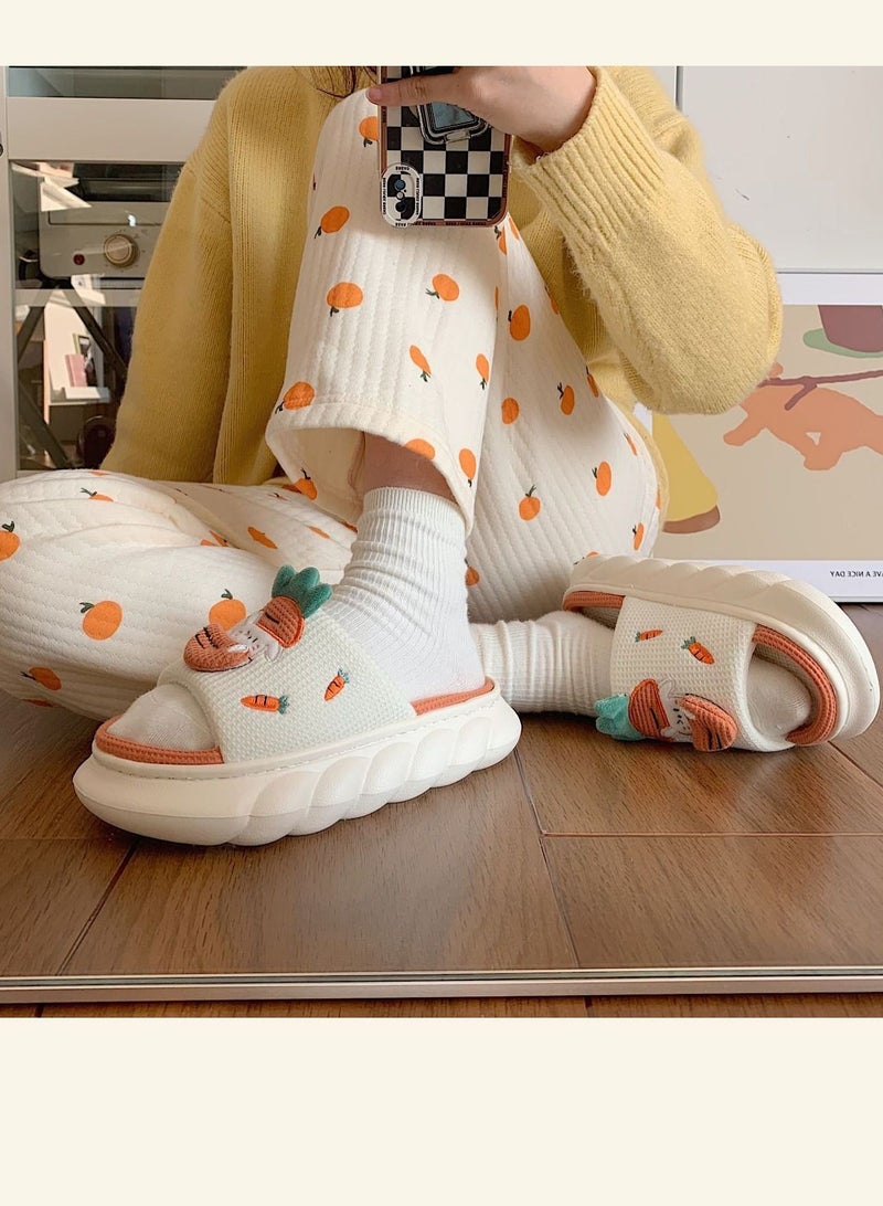 Y&D Cute carrot rabbit linen home slippers 36-37size - Image 5