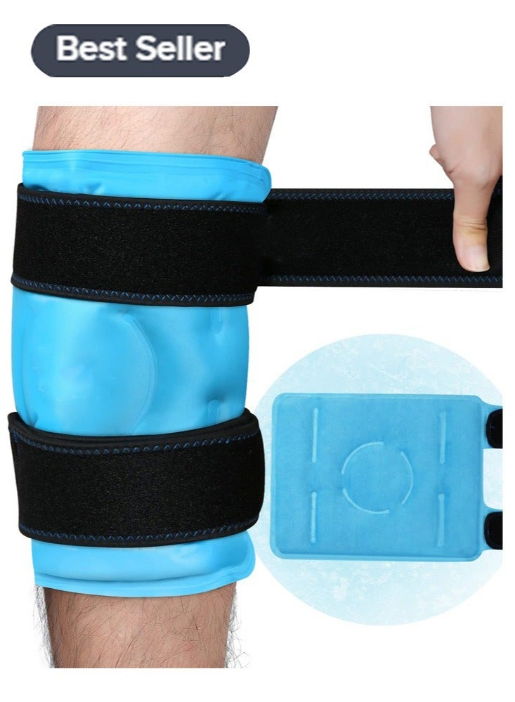 Meiyilan حزمة ثلج للركبة للإصابات قابلة لإعادة الاستخدام جل ثلج للساق، حزمة ثلج للركبة حزمة ثلج ملفوفة حول الركبتين بعد جراحة الاستبدال، حزمة باردة لإصابات الركبة جل قابلة لإعادة الاستخدام - Image 1