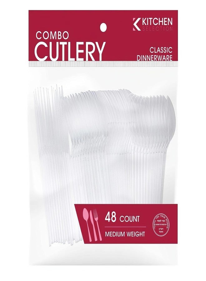 Blue Sky Clear Disposable Plastic Mix Cutlery Medium Weight - 48 Count | Transparent, Durable & Perfect for Parties, Picnics, and Events - Image 2
