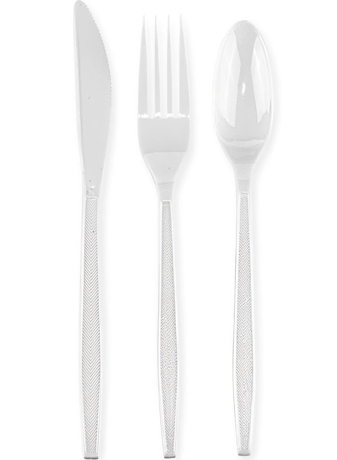 Blue Sky Clear Disposable Plastic Mix Cutlery Medium Weight - 48 Count | Transparent, Durable & Perfect for Parties, Picnics, and Events - Image 1