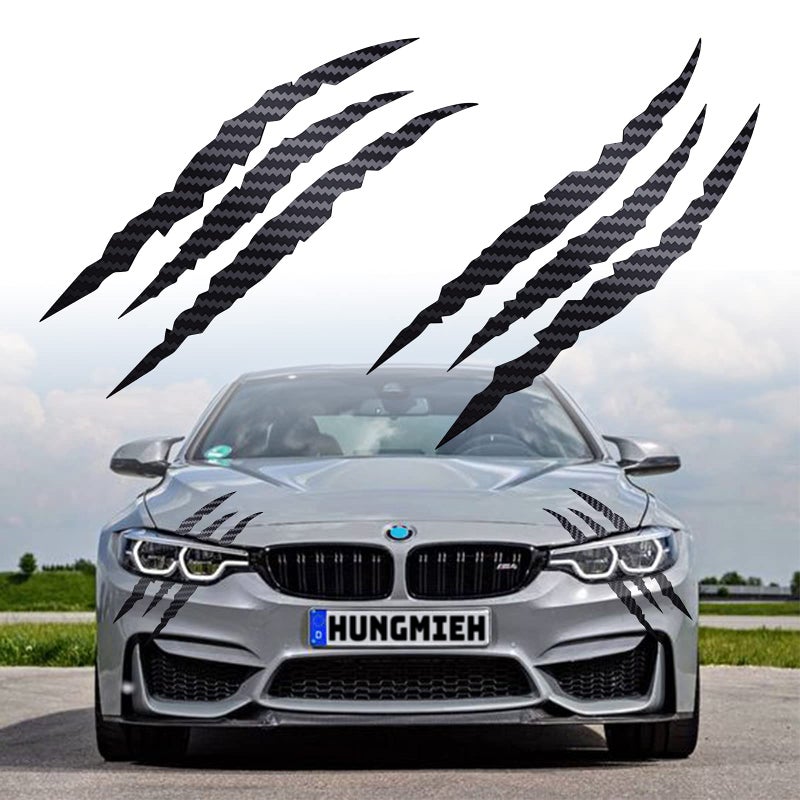 HungMieh 2PCS Claw Mark Car Decak Car Headlight Decal158 Inch Monster Claw Scratch Stripe Stickers for Dodge ChallengerCharger Carbon Fiber Black