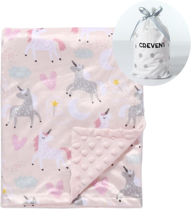 CREVENT Soft Cozy Baby Blankets for Boys and Girls + Security Blanket, Set with Gift Bag, Newborn Essentials (Unicorn) - Image 3