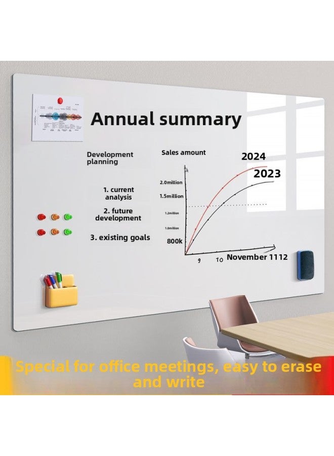 Magnetic Whiteboard Stickers Drawing Board Office Meeting Erasable Wall Stickers Home Teaching Graffiti Small Blackboard Does Not Hurt The Wall-Color:Office Whiteboard [special For Wall Cloth] Does Not Damage The Wall - Wood Grain Frame-Specifications:120x180cm [with Office Gift Package]