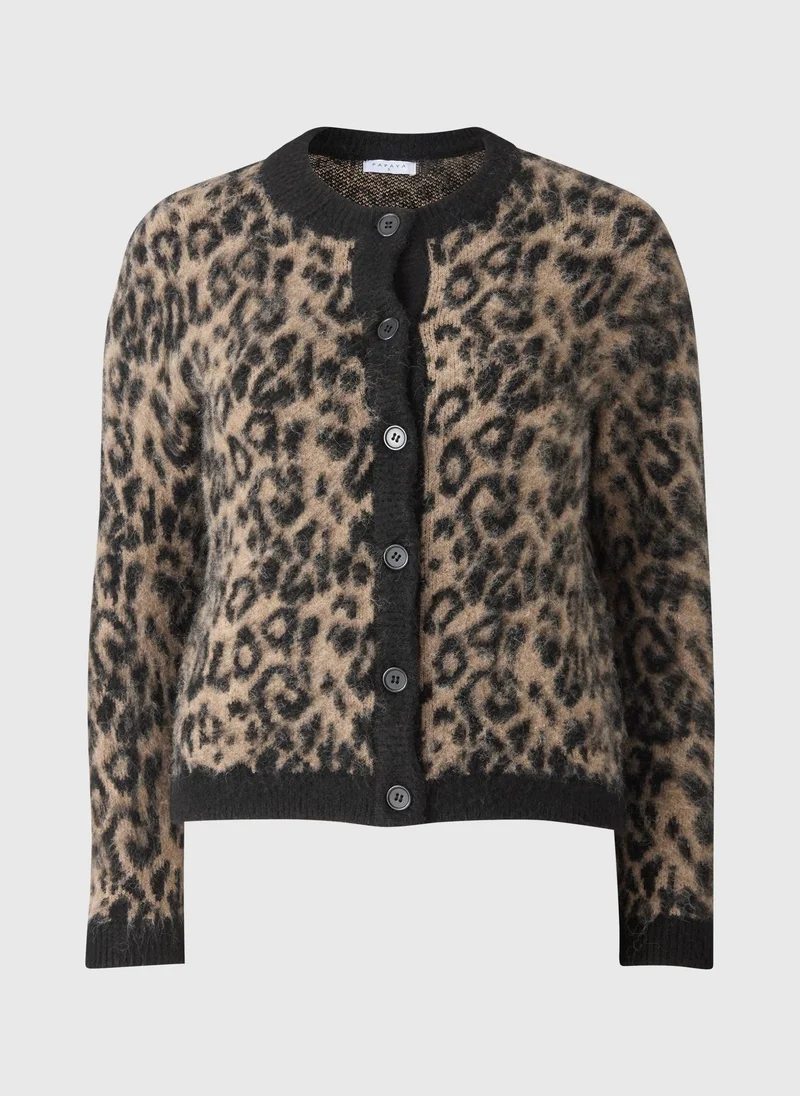 Matalan Brown Animal Print Jacquard Cardigan