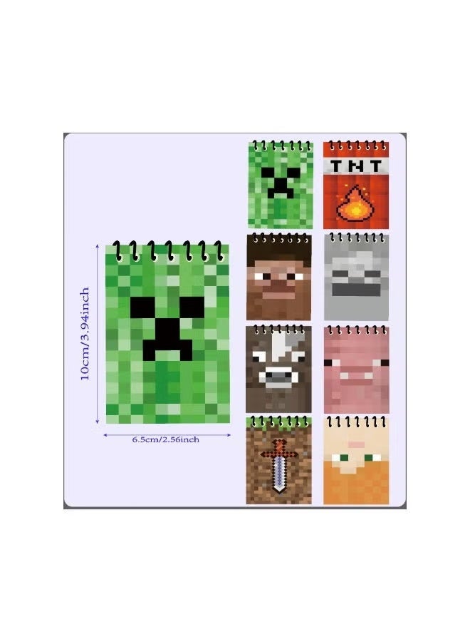 MINECRAFT Irregularly shaped coil notebook, Creeper Steve TNT pixel-style portable notepad, 8 mixed designs. - Image 2
