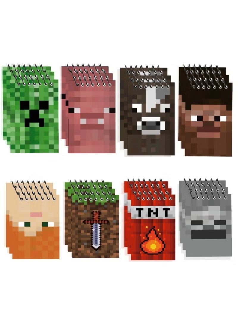 MINECRAFT Irregularly shaped coil notebook, Creeper Steve TNT pixel-style portable notepad, 8 mixed designs. - Image 1