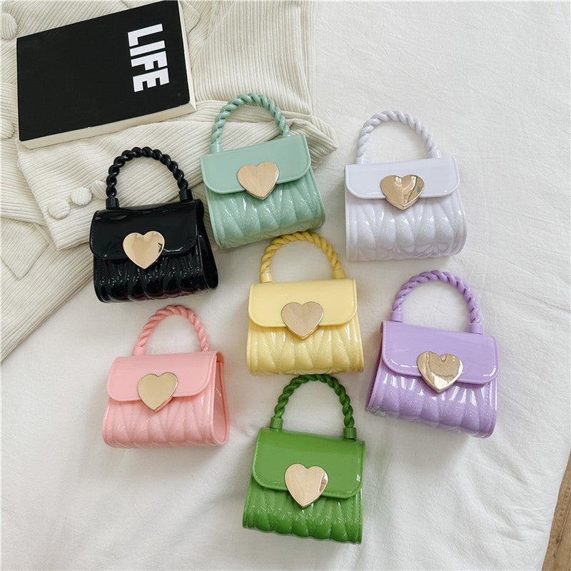 Mini Chain Crossbody Bag with Heart PVC Jelly - Image 1