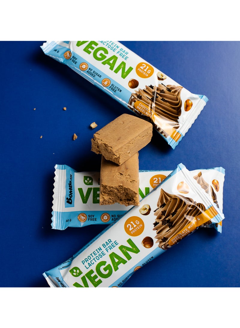 BOMBBAR - Vegan Protein Bar with Chocolate Muffin and Hazelnuts 12x60g - Image 1
