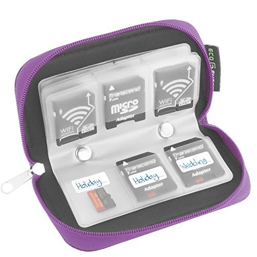 Eco-Fused Memory Card Case - Fits up to 22x SD, SDHC, Micro SD, Mini SD and 4X CF - Holder with 22 Slots (Purple / 22 Slots - 1 Pack) - Image 3