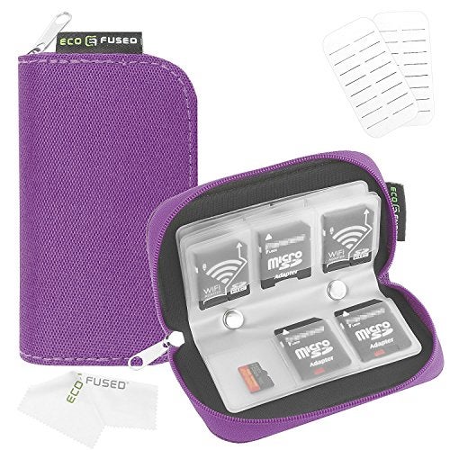 Eco-Fused Memory Card Case - Fits up to 22x SD, SDHC, Micro SD, Mini SD and 4X CF - Holder with 22 Slots (Purple / 22 Slots - 1 Pack) - Image 2