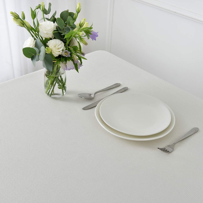 maxmill Jacquard Square Tablecloth Stain Resistant Waterproof Wrinkle Resistant Washable Soft Table Cloth  Decorative Fabric Table Cover for Dining Room  Indoor and Outdoor Use  52 x 52 Inch  Ivory - Image 4