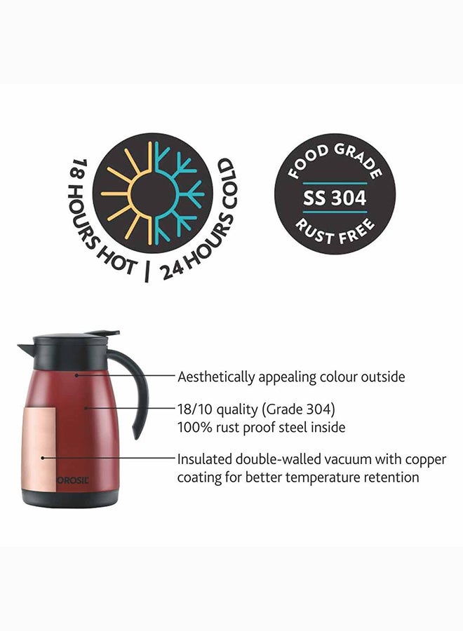 Borosil Vacuum Insulated Stainless Steel Teapot Flask Vacuum Insulated Coffee Pot Red - 1 Ltr - Image 3