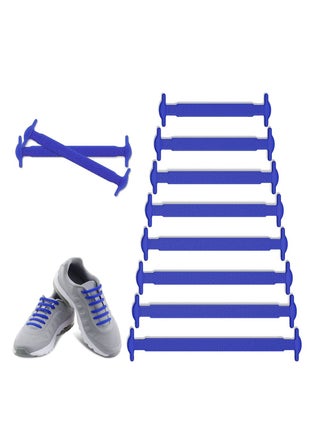 No Tie Shoelaces for Kids and Adults, Stretch Silicone Elastic Shoe Laces, Lazy Quick Tie Tieless Waterproof Wash-free Shoe Laces for Sneakers Running Shoe Boots Board and Casual Shoes, Adult-Blue