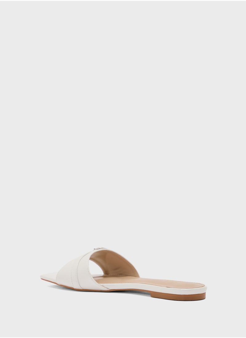 ELLA Buckle Detail Crinkle Patent Flat Sandal  - Image 3