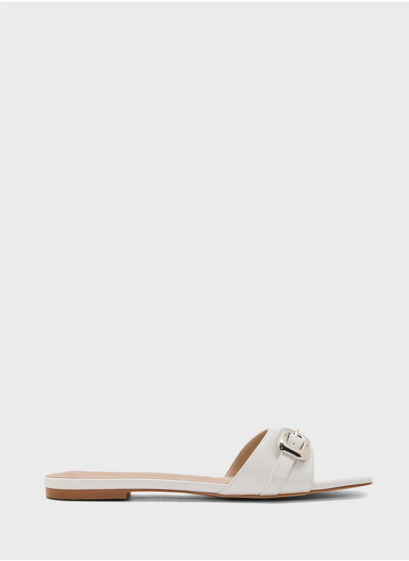 ايلا Buckle Detail Crinkle Patent Flat Sandal