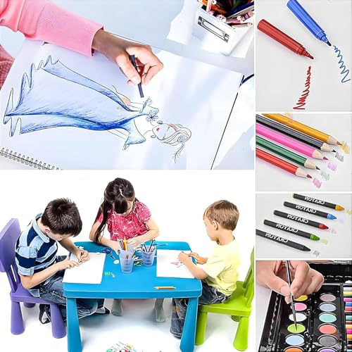 Parssufy 150 Pieces Art Set for Kids with Case, Art and Craft Supplies Kit for Drawing and Painting, Color Set with Markers, Water Colors, Brush, Color Pencils, Crayons (150 pcs black) - Image 3