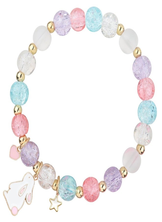 KZL Happy Easter Beaded Stretch Bracelets for Women Cute Enamel Rabbit Bunny Heart Star Easter Basket Charm Bracelet with Card Holiday Jewelry Gifts -Style 1 - Image 1