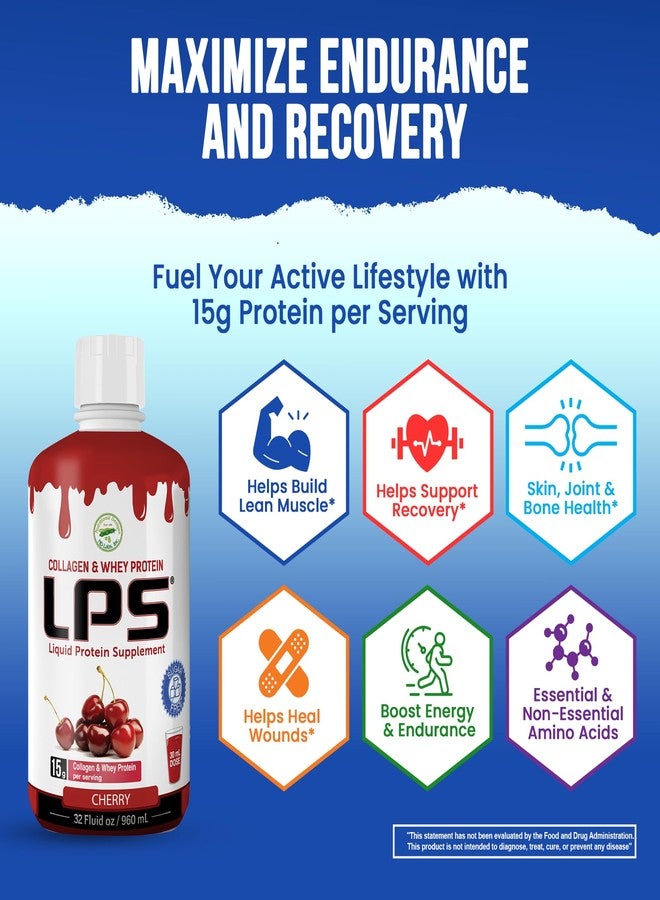Nutritional Designs Lps Liquid Collagen & Whey Protein Supplement - Sugar-Free, Dye-Free, Non-Gmo Drink - Hydrolyzed Collagen & Whey Peptides Promotes Healthy Skin & Hair For Men & Women, Cherry, 32 Fl Oz - Image 2