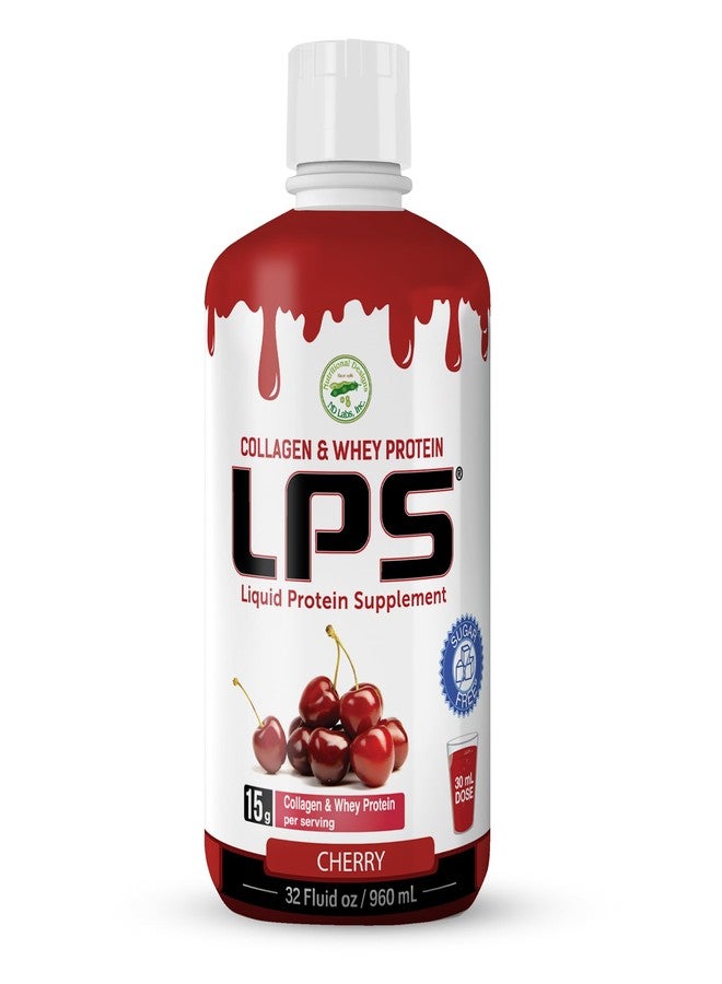 Nutritional Designs Lps Liquid Collagen & Whey Protein Supplement - Sugar-Free, Dye-Free, Non-Gmo Drink - Hydrolyzed Collagen & Whey Peptides Promotes Healthy Skin & Hair For Men & Women, Cherry, 32 Fl Oz - Image 1