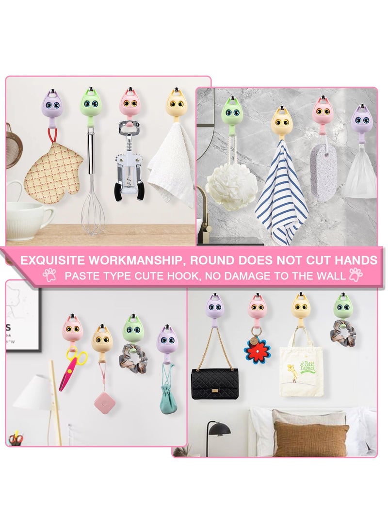 SYOSI Creative Winking Cat Adhesive Coat Hook, 4Pcs - Cute Multifunctional Cat Hooks for Hanging Towels, Hats, Coats, Bags, Belts, Keys - Wall Hanging Decorations, Carry Up to 5.5 LBS(4 Color)  - Image 3