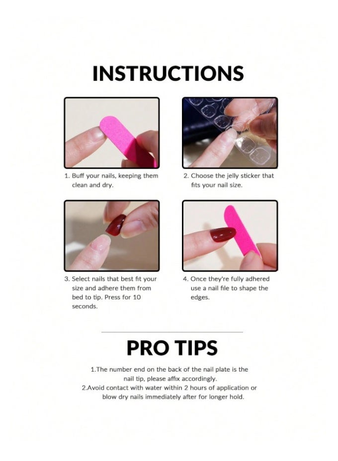 24-piece medium square cream French press-on nails with adhesive tabs and mini file - Image 4