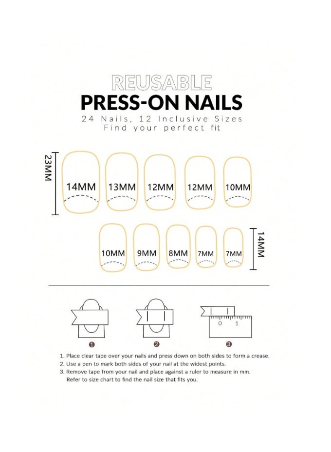 24-piece medium square cream French press-on nails with adhesive tabs and mini file - Image 5