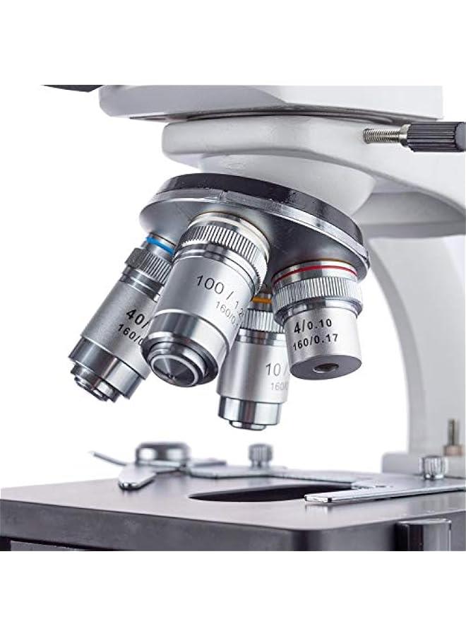 Arabest T380C-8M Digital Professional Compound Trinocular Microscope, 40X-2500X Magnification, WF10x and WF25x Eyepieces, Brightfield, LED Illumination, Abbe Condenser, Double-Layer Mechanical Stage, 85-265 - Image 4