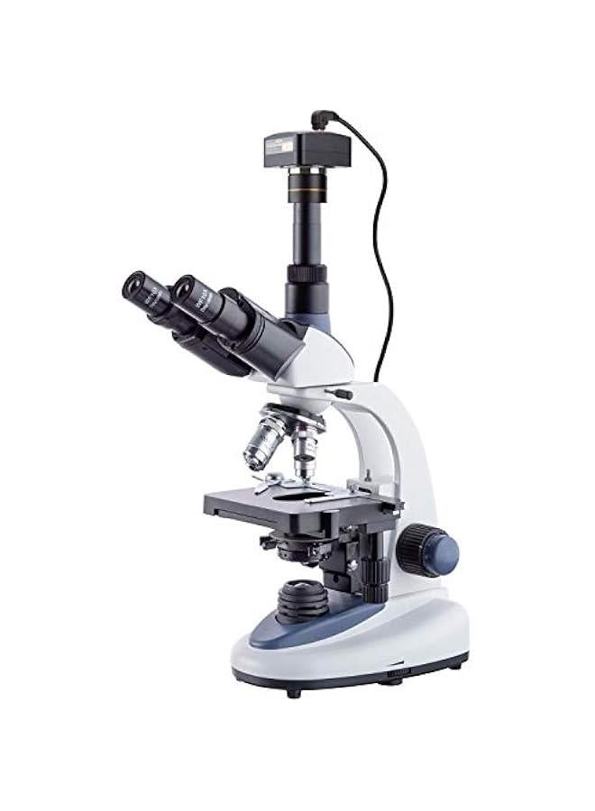 Arabest T380C-8M Digital Professional Compound Trinocular Microscope, 40X-2500X Magnification, WF10x and WF25x Eyepieces, Brightfield, LED Illumination, Abbe Condenser, Double-Layer Mechanical Stage, 85-265 - Image 1